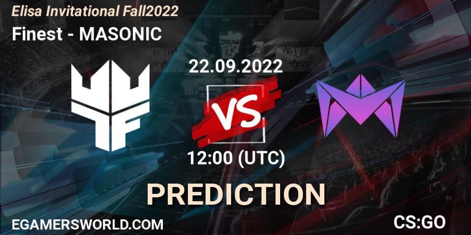 Finest vs MASONIC: Betting TIp, Match Prediction. 22.09.22. CS2 (CS:GO), Elisa Invitational Fall 2022