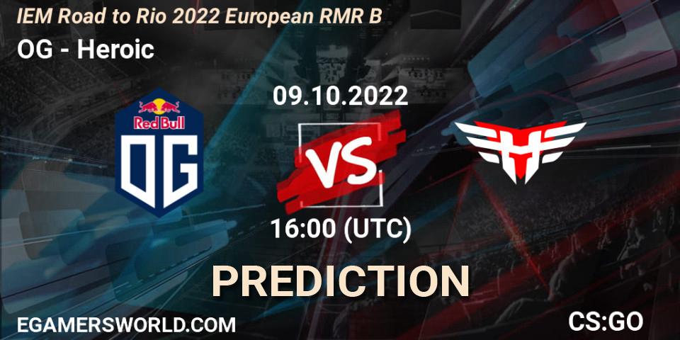 OG vs Heroic: Betting TIp, Match Prediction. 09.10.2022 at 17:10. Counter-Strike (CS2), IEM Road to Rio 2022 European RMR B