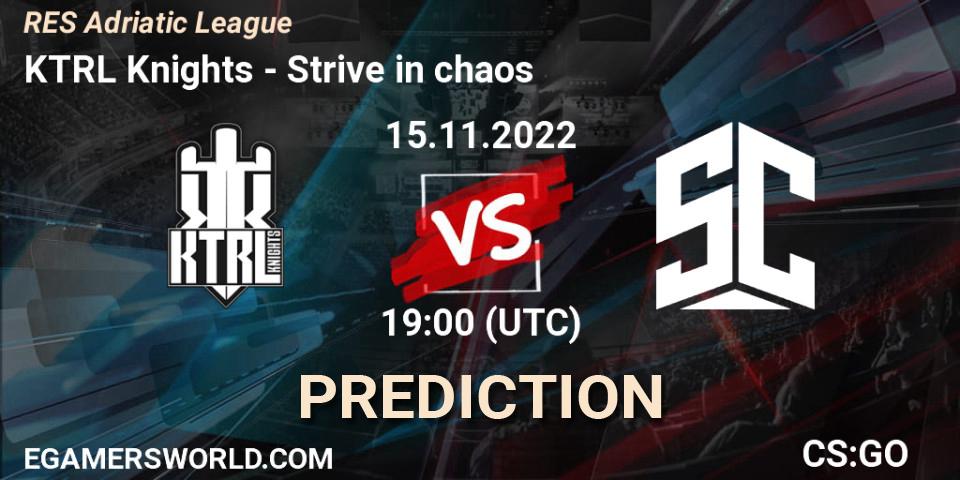 KTRL Knights vs Strive in chaos: Betting TIp, Match Prediction. 15.11.2022 at 19:00. Counter-Strike (CS2), RES Adriatic League