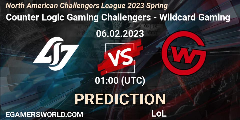 Counter Logic Gaming Challengers vs Wildcard Gaming: Betting TIp, Match Prediction. 06.02.23. LoL, NACL 2023 Spring - Group Stage