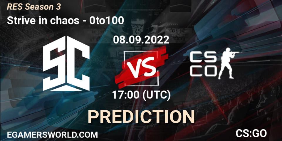 Strive in chaos vs 0to100: Betting TIp, Match Prediction. 08.09.2022 at 17:00. Counter-Strike (CS2), RES Season 3
