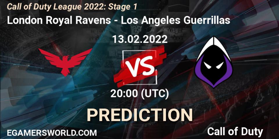 London Royal Ravens vs Los Angeles Guerrillas: Betting TIp, Match Prediction. 13.02.2022 at 20:00. Call of Duty, Call of Duty League 2022: Stage 1