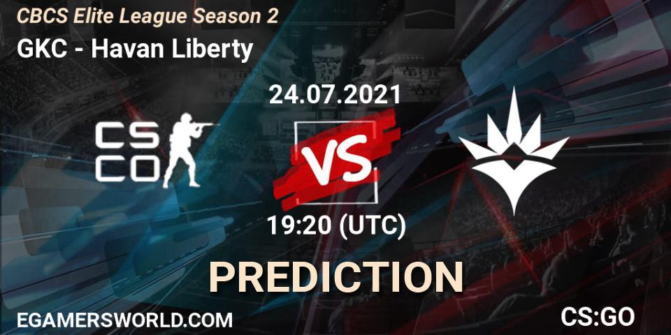 GKC vs Havan Liberty: Betting TIp, Match Prediction. 24.07.2021 at 19:20. Counter-Strike (CS2), CBCS Elite League Season 2