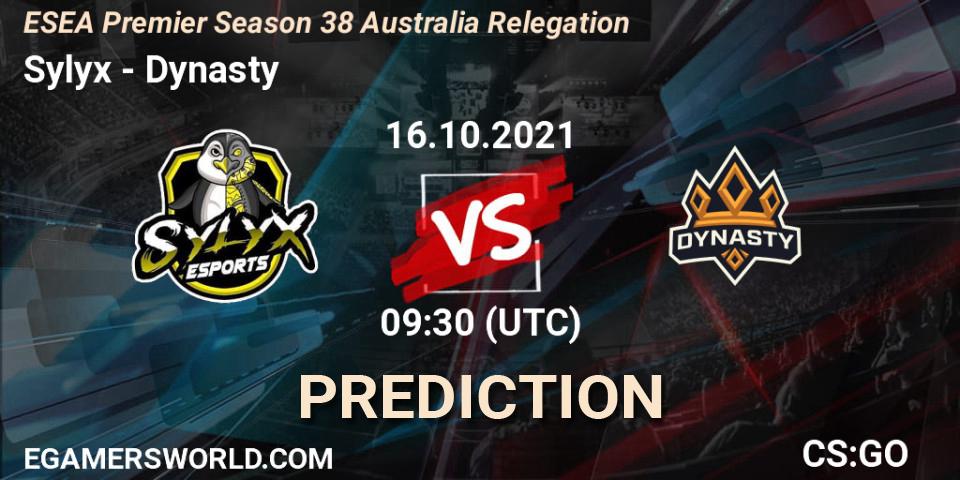 Sylyx vs Dynasty: Betting TIp, Match Prediction. 16.10.21. CS2 (CS:GO), ESEA Premier Season 38 Australia Relegation