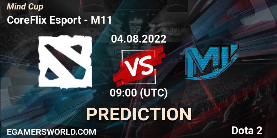 CoreFlix Esport vs M11: Betting TIp, Match Prediction. 04.08.2022 at 09:12. Dota 2, Mind Cup