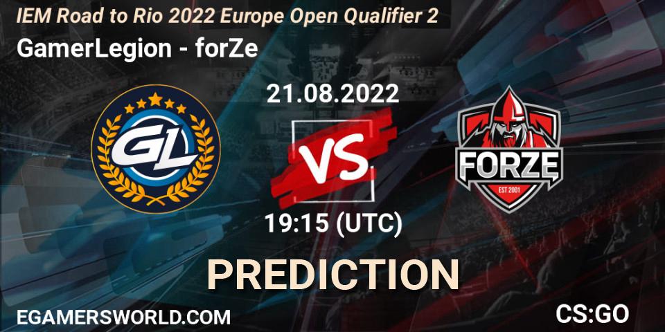 GamerLegion vs forZe: Betting TIp, Match Prediction. 21.08.22. CS2 (CS:GO), IEM Road to Rio 2022 Europe Open Qualifier 2