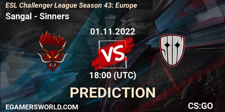 Sangal vs Sinners: Betting TIp, Match Prediction. 01.11.2022 at 18:00. Counter-Strike (CS2), ESL Challenger League Season 43: Europe