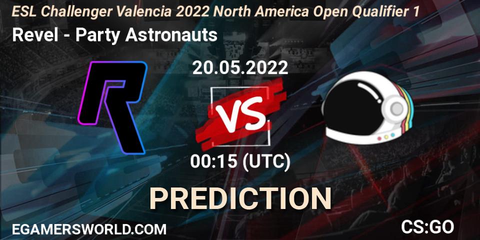 Revel vs Party Astronauts: Betting TIp, Match Prediction. 20.05.2022 at 00:15. Counter-Strike (CS2), ESL Challenger Valencia 2022 North America Open Qualifier 1