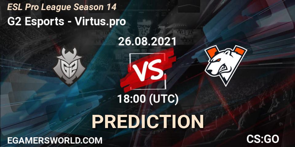 G2 Esports vs Virtus.pro: Betting TIp, Match Prediction. 26.08.21. CS2 (CS:GO), ESL Pro League Season 14