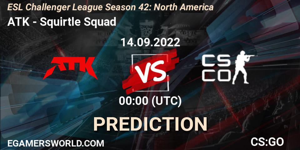 ATK vs Squirtle Squad: Betting TIp, Match Prediction. 14.09.2022 at 00:00. Counter-Strike (CS2), ESL Challenger League Season 42: North America