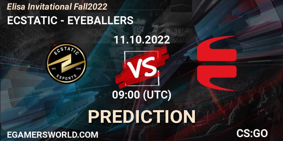 ECSTATIC vs EYEBALLERS: Betting TIp, Match Prediction. 11.10.2022 at 09:00. Counter-Strike (CS2), Elisa Invitational Fall 2022