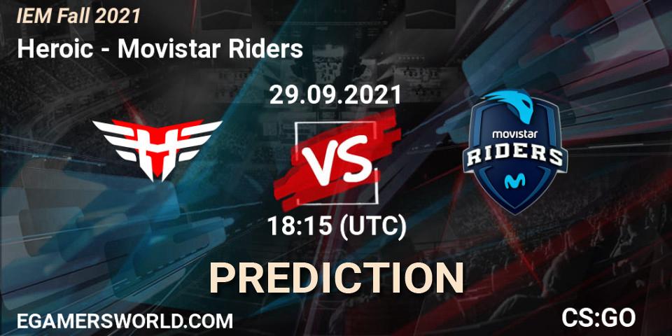 Heroic vs Movistar Riders: Betting TIp, Match Prediction. 29.09.2021 at 19:00. Counter-Strike (CS2), IEM Fall 2021: Europe RMR