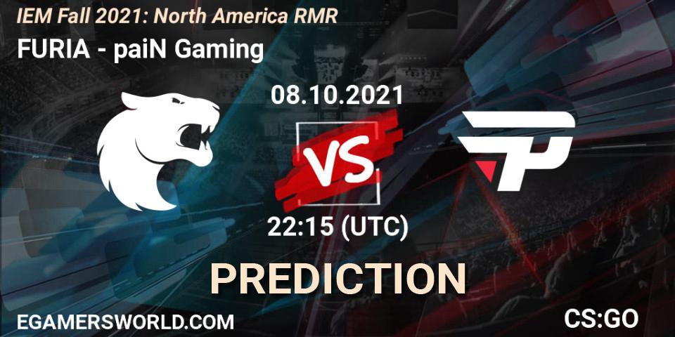 FURIA vs paiN Gaming: Betting TIp, Match Prediction. 09.10.2021 at 00:00. Counter-Strike (CS2), IEM Fall 2021: North America RMR