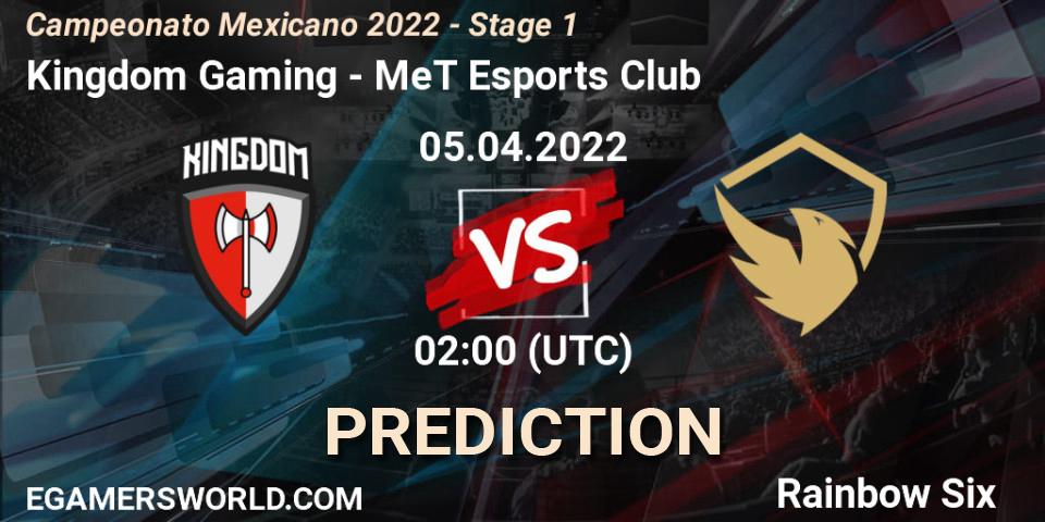 Kingdom Gaming vs MeT Esports Club: Betting TIp, Match Prediction. 05.04.2022 at 02:00. Rainbow Six, Campeonato Mexicano 2022 - Stage 1
