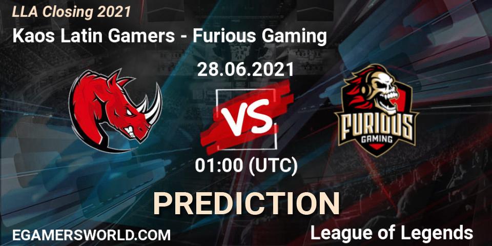 Kaos Latin Gamers vs Furious Gaming: Betting TIp, Match Prediction. 28.06.21. LoL, LLA Closing 2021