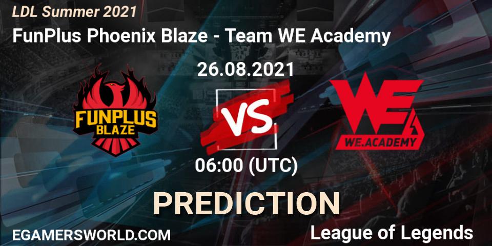 FunPlus Phoenix Blaze vs Team WE Academy: Betting TIp, Match Prediction. 26.08.21. LoL, LDL Summer 2021