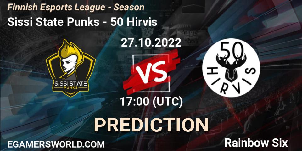 Sissi State Punks vs 50 Hirvis: Betting TIp, Match Prediction. 27.10.2022 at 17:00. Rainbow Six, Finnish Esports League - Season 