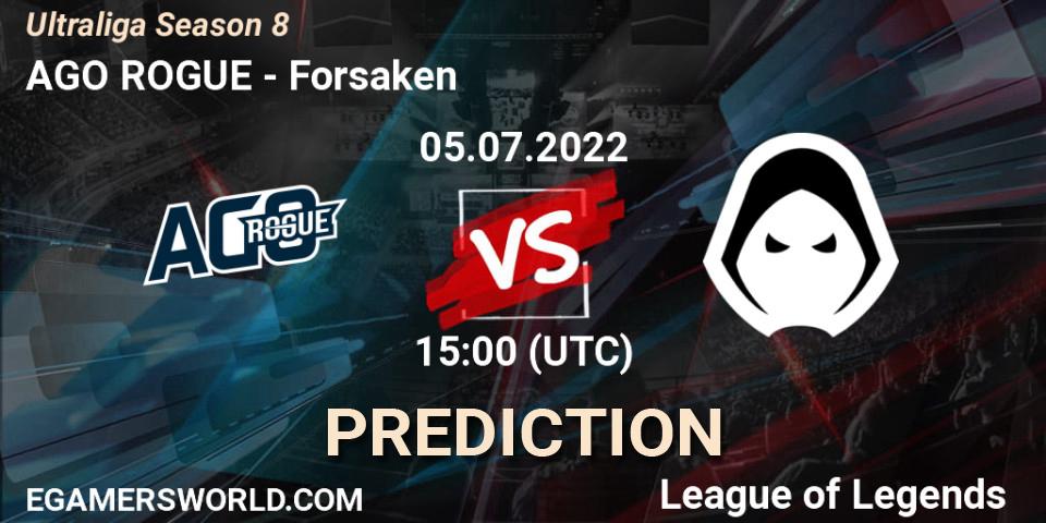 AGO ROGUE vs Forsaken: Betting TIp, Match Prediction. 05.07.2022 at 15:00. LoL, Ultraliga Season 8