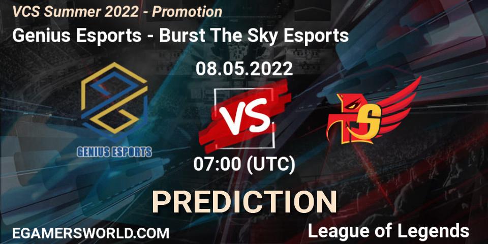 Genius Esports vs Burst The Sky Esports: Betting TIp, Match Prediction. 08.05.22. LoL, VCS Summer 2022 - Promotion