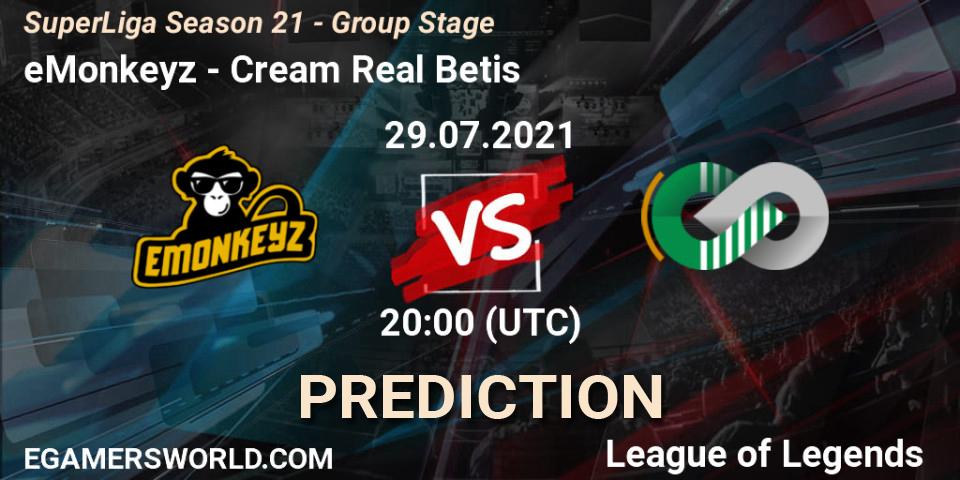 eMonkeyz vs Cream Real Betis: Betting TIp, Match Prediction. 29.07.21. LoL, SuperLiga Season 21 - Group Stage 
