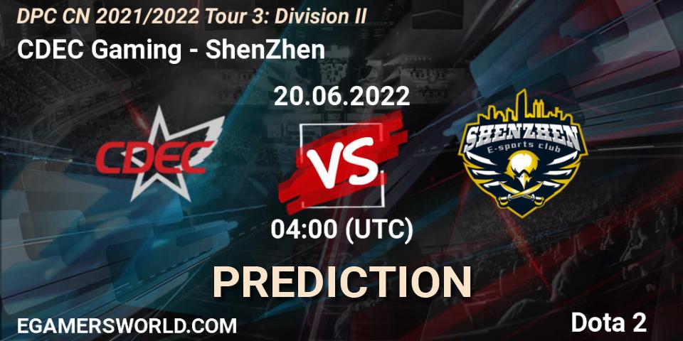CDEC Gaming vs ShenZhen: Betting TIp, Match Prediction. 20.06.22. Dota 2, DPC CN 2021/2022 Tour 3: Division II