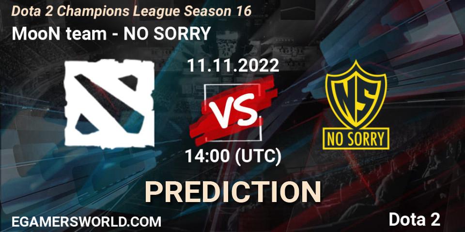 MooN team vs NO SORRY: Betting TIp, Match Prediction. 11.11.22. Dota 2, Dota 2 Champions League Season 16
