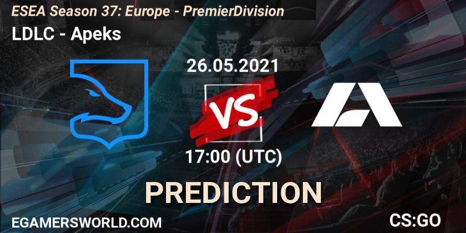 LDLC vs Apeks: Betting TIp, Match Prediction. 26.05.2021 at 17:00. Counter-Strike (CS2), ESEA Season 37: Europe - Premier Division