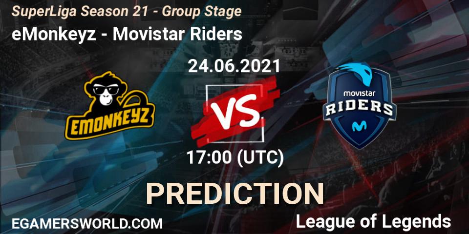eMonkeyz vs Movistar Riders: Betting TIp, Match Prediction. 24.06.21. LoL, SuperLiga Season 21 - Group Stage 