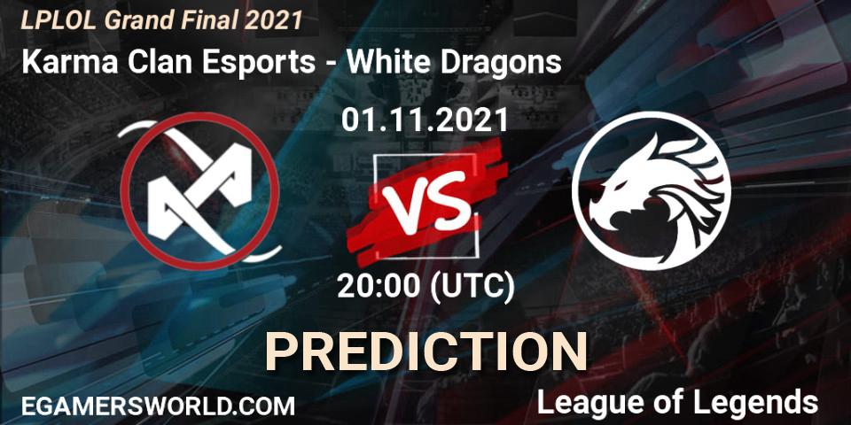Karma Clan Esports vs White Dragons: Betting TIp, Match Prediction. 01.11.2021 at 20:00. LoL, LPLOL Grand Final 2021