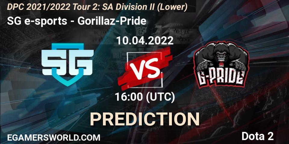 SG e-sports vs Gorillaz-Pride: Betting TIp, Match Prediction. 10.04.22. Dota 2, DPC 2021/2022 Tour 2: SA Division II (Lower)