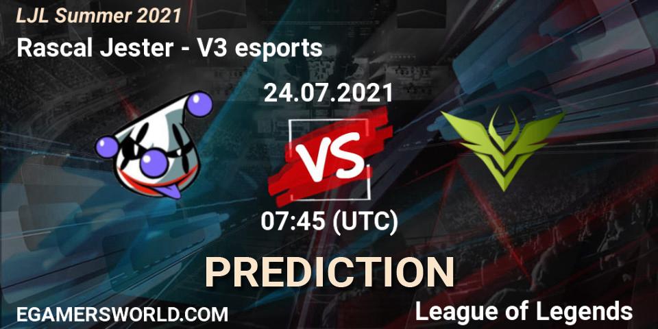 Rascal Jester vs V3 esports: Betting TIp, Match Prediction. 24.07.21. LoL, LJL Summer 2021