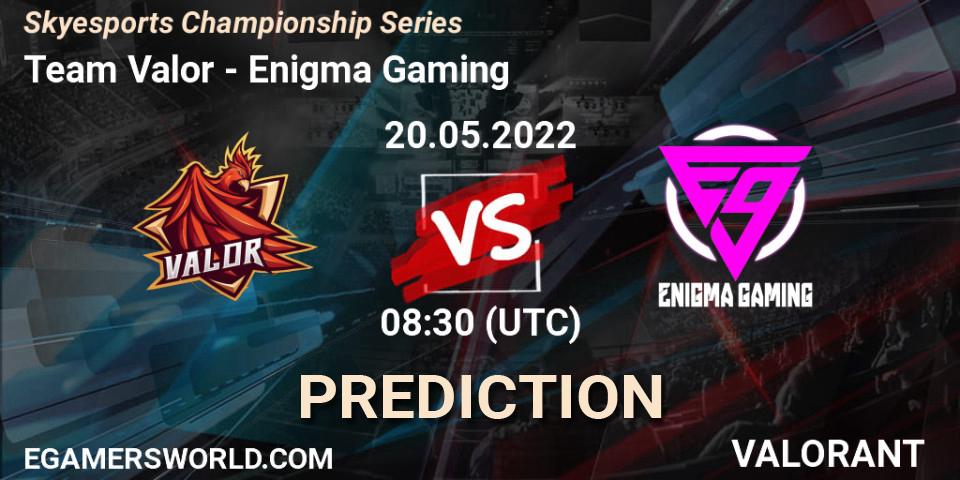 Team Valor vs Enigma Gaming: Betting TIp, Match Prediction. 20.05.2022 at 08:30. VALORANT, Skyesports Championship Series