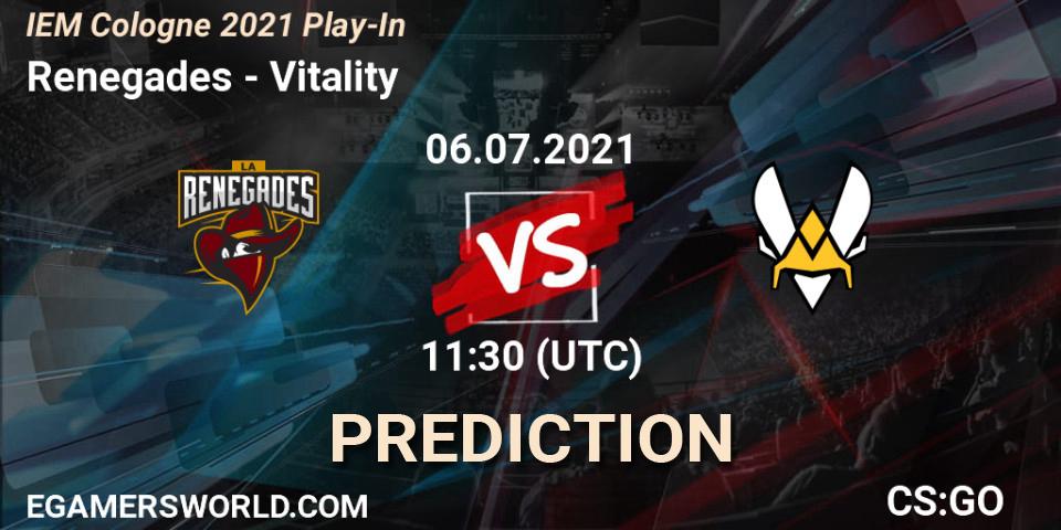 Renegades vs Vitality: Betting TIp, Match Prediction. 06.07.21. CS2 (CS:GO), IEM Cologne 2021 Play-In