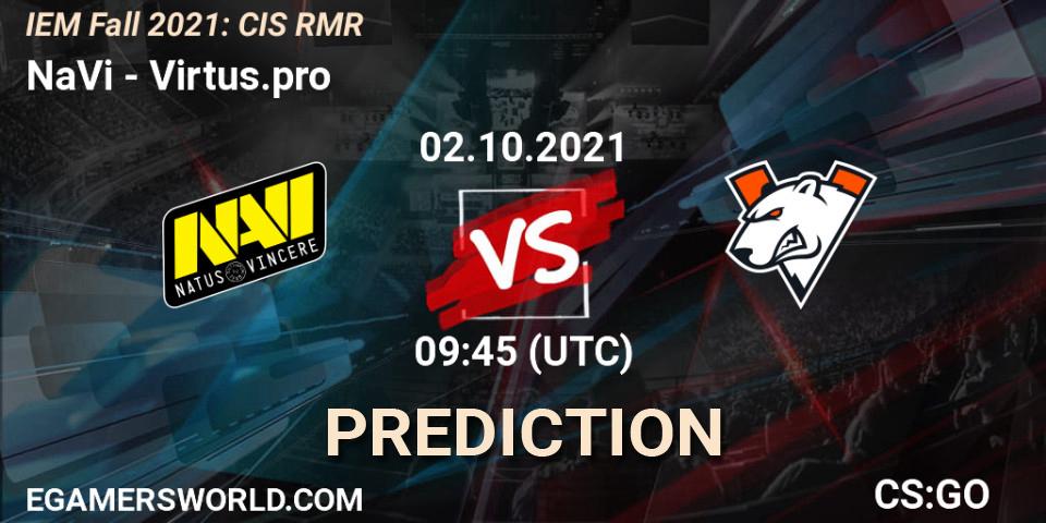 NaVi vs Virtus.pro: Betting TIp, Match Prediction. 02.10.2021 at 13:00. Counter-Strike (CS2), IEM Fall 2021: CIS RMR