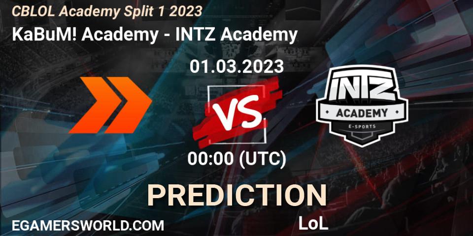 KaBuM! Academy vs INTZ Academy: Betting TIp, Match Prediction. 01.03.2023 at 00:00. LoL, CBLOL Academy Split 1 2023