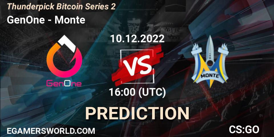 GenOne vs Monte: Betting TIp, Match Prediction. 10.12.22. CS2 (CS:GO), Thunderpick Bitcoin Series 2