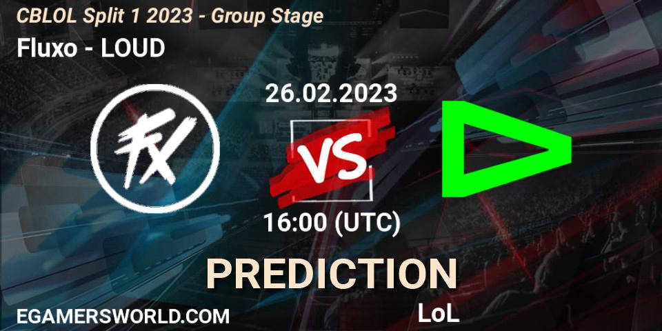 Fluxo vs LOUD: Betting TIp, Match Prediction. 26.02.2023 at 16:00. LoL, CBLOL Split 1 2023 - Group Stage