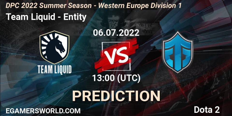 Team Liquid vs Entity: Betting TIp, Match Prediction. 06.07.2022 at 12:56. Dota 2, DPC WEU 2021/2022 Tour 3: Division I