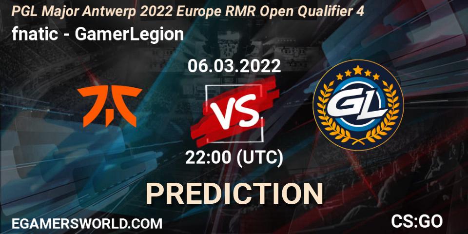 fnatic vs GamerLegion: Betting TIp, Match Prediction. 06.03.2022 at 22:00. Counter-Strike (CS2), PGL Major Antwerp 2022 Europe RMR Open Qualifier 4