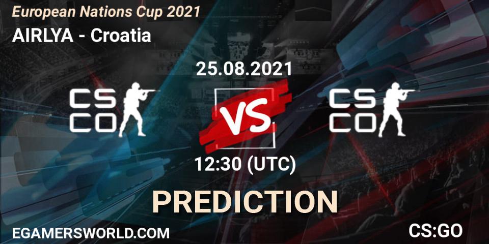 AIRLYA vs Croatia: Betting TIp, Match Prediction. 25.08.2021 at 12:40. Counter-Strike (CS2), European Nations Cup 2021