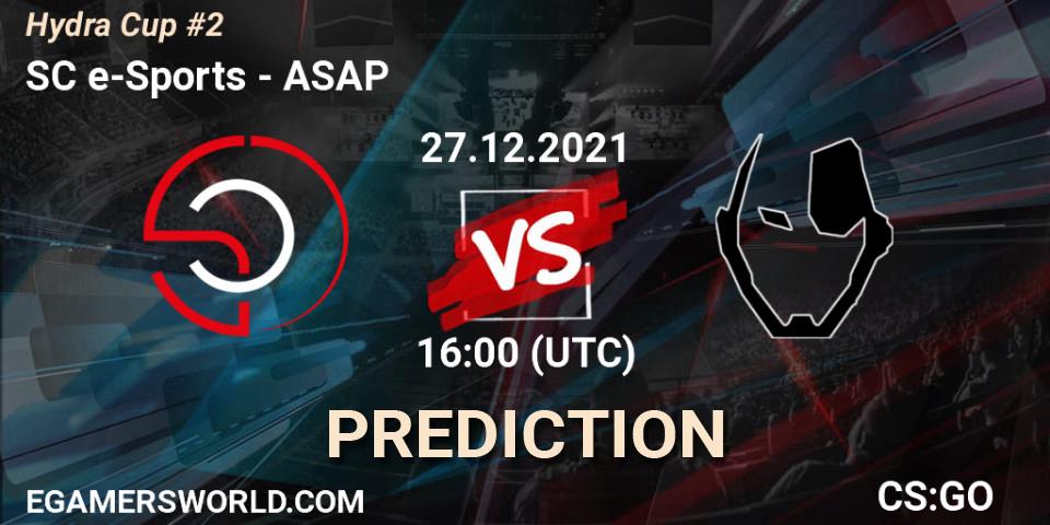 SC e-Sports vs ASAP: Betting TIp, Match Prediction. 27.12.2021 at 16:00. Counter-Strike (CS2), Hydra Cup #2
