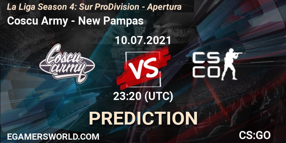 Coscu Army vs New Pampas: Betting TIp, Match Prediction. 10.07.2021 at 22:10. Counter-Strike (CS2), La Liga Season 4: Sur Pro Division - Apertura