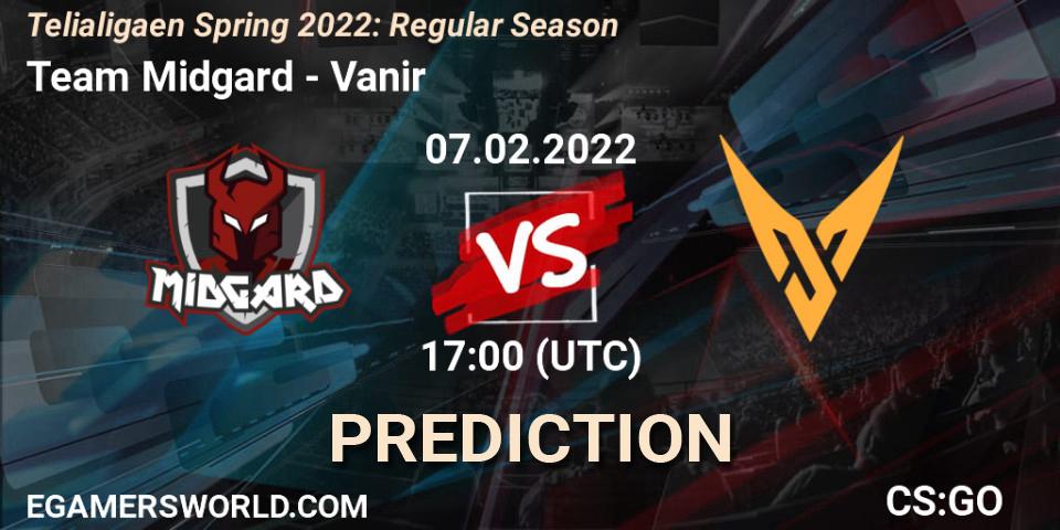 Team Midgard vs Vanir: Betting TIp, Match Prediction. 07.02.2022 at 17:00. Counter-Strike (CS2), Telialigaen Spring 2022: Regular Season