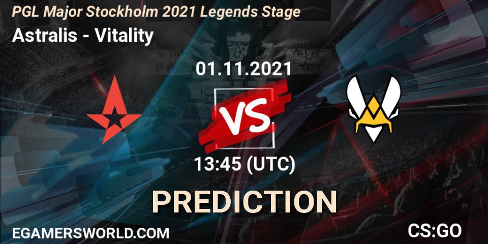Astralis vs Vitality: Betting TIp, Match Prediction. 01.11.2021 at 13:15. Counter-Strike (CS2), PGL Major Stockholm 2021 Legends Stage