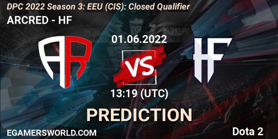 ARCRED vs HF: Betting TIp, Match Prediction. 01.06.2022 at 13:19. Dota 2, DPC 2022 Season 3: EEU (CIS): Closed Qualifier