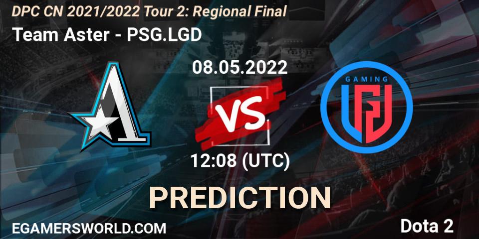 Team Aster vs PSG.LGD: Betting TIp, Match Prediction. 08.05.2022 at 12:08. Dota 2, DPC CN 2021/2022 Tour 2: Regional Final