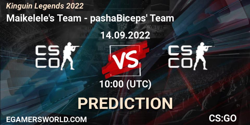 Maikelele's Team vs pashaBiceps' Team: Betting TIp, Match Prediction. 14.09.2022 at 10:10. Counter-Strike (CS2), Kinguin Legends 2022