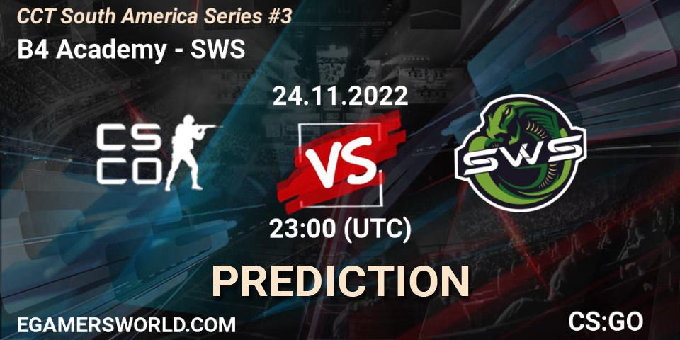 B4 Academy vs SWS: Betting TIp, Match Prediction. 24.11.22. CS2 (CS:GO), CCT South America Series #3