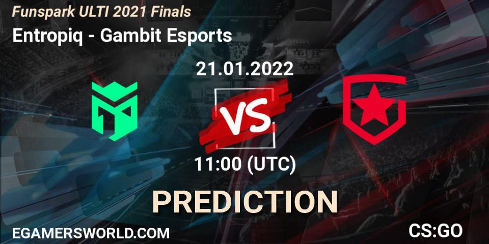 Entropiq vs Gambit Esports: Betting TIp, Match Prediction. 21.01.2022 at 11:00. Counter-Strike (CS2), Funspark ULTI 2021 Finals
