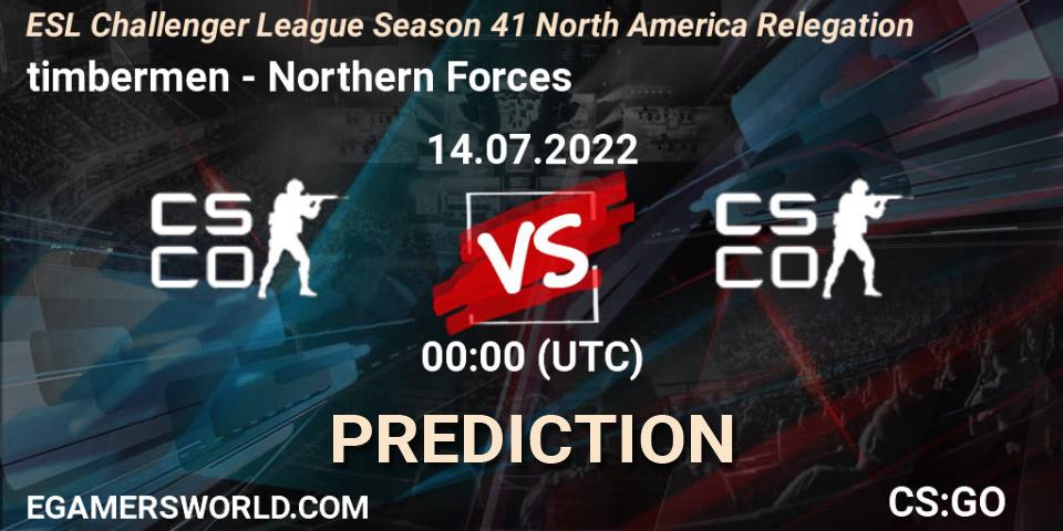 timbermen vs Northern Forces: Betting TIp, Match Prediction. 14.07.22. CS2 (CS:GO), ESL Challenger League Season 41 North America Relegation